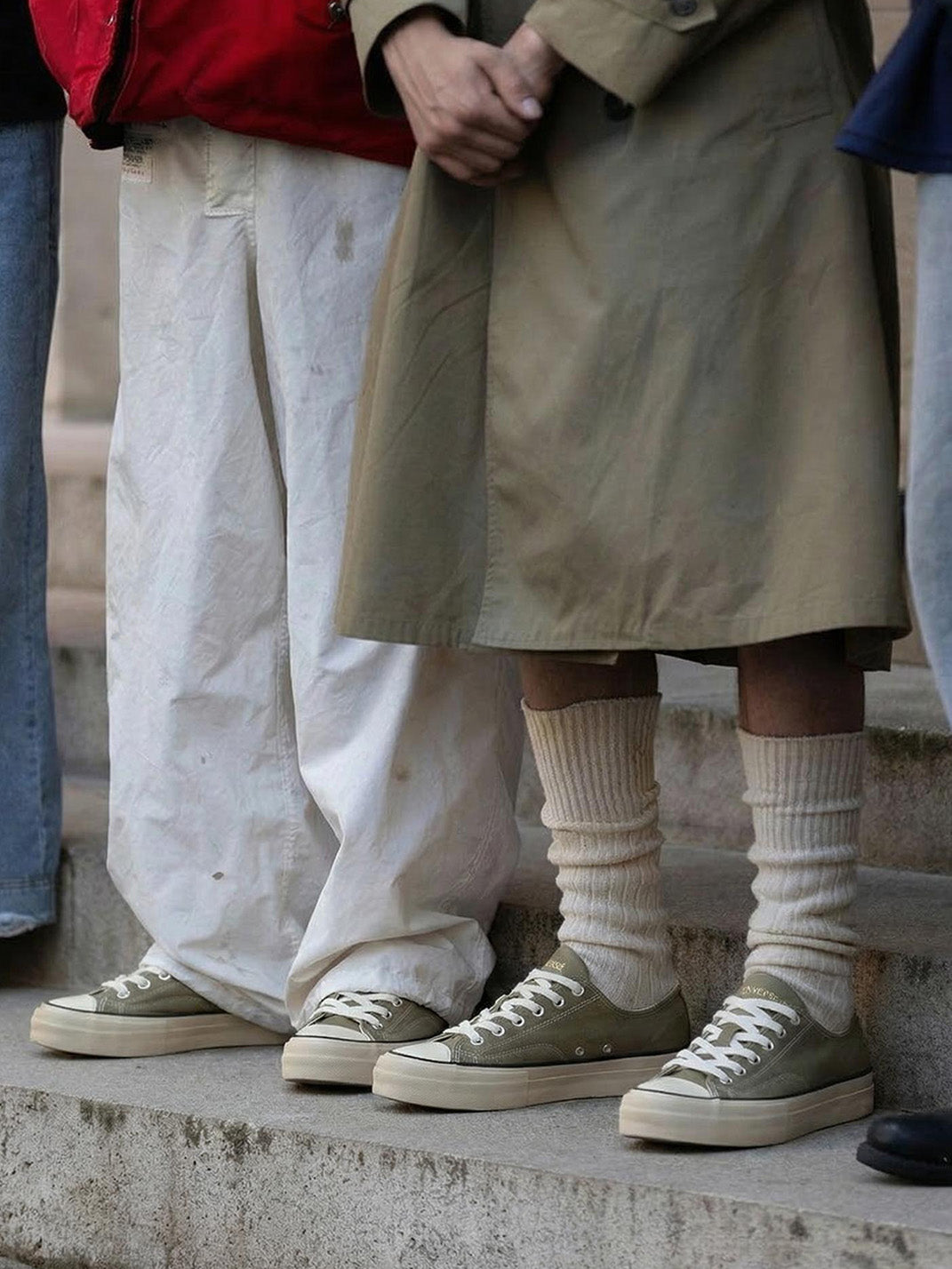 Cork-Midsole Platform Canvas Sneakers