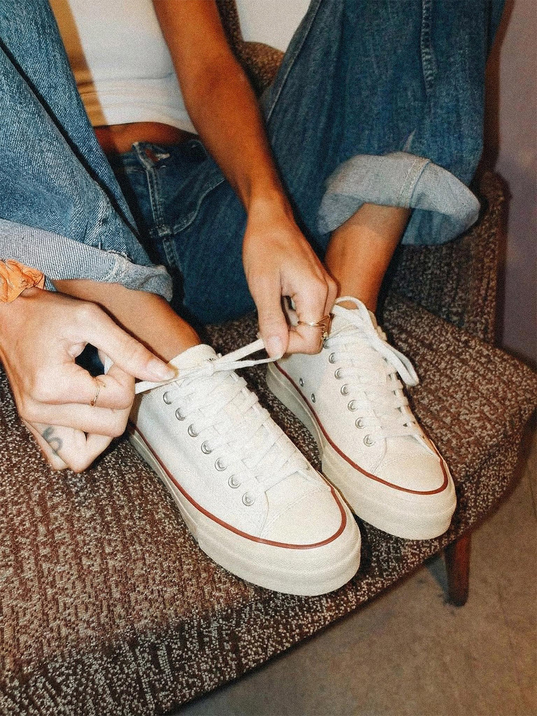 Cork-Midsole Platform Canvas Sneakers