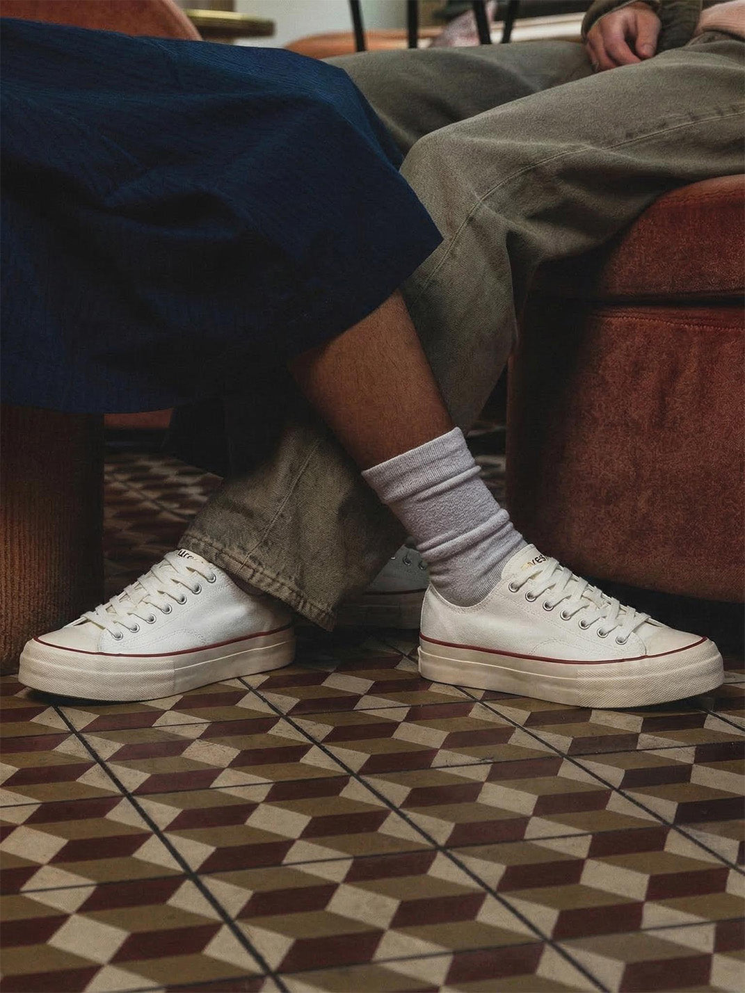 Cork-Midsole Platform Canvas Sneakers