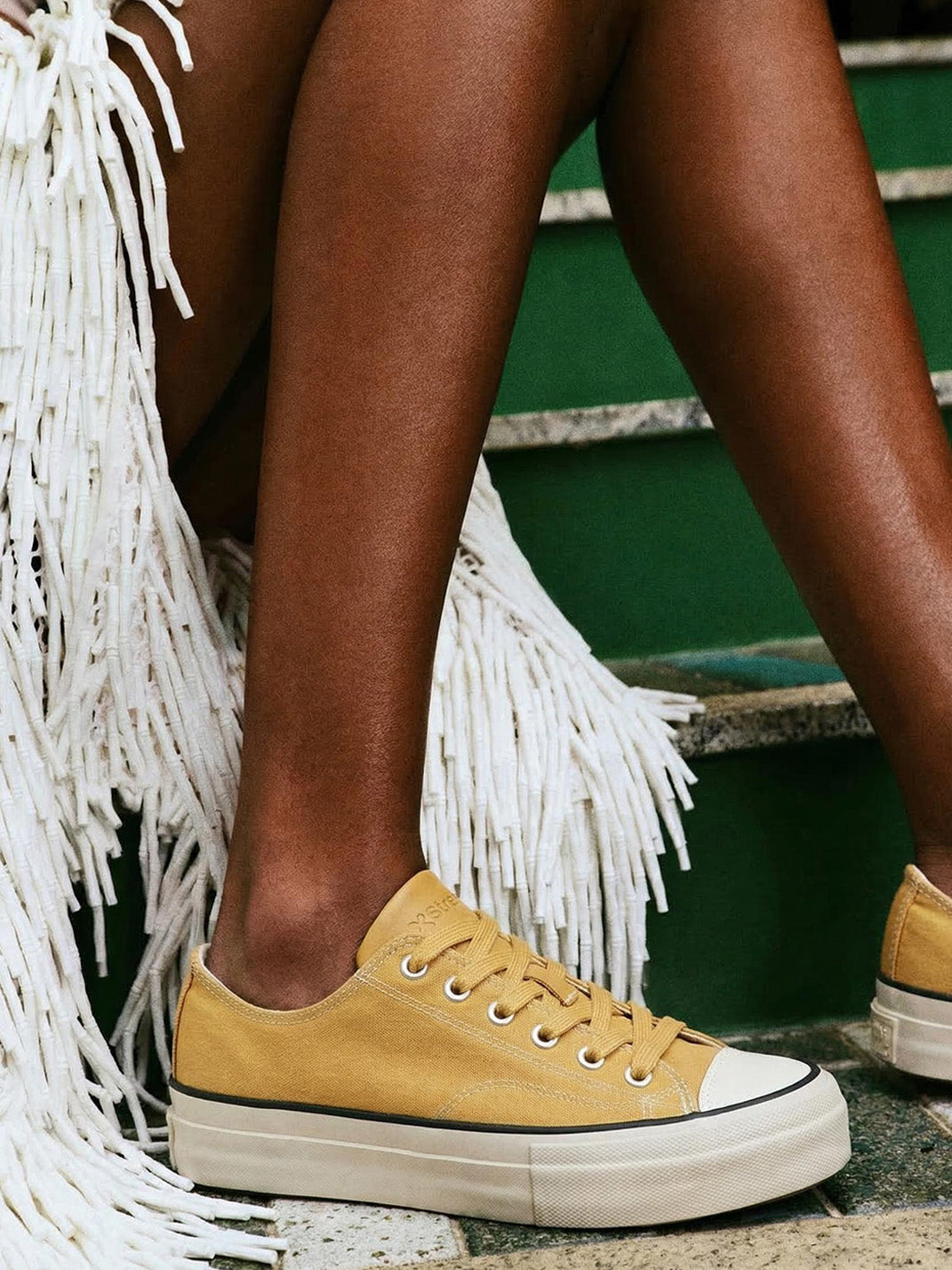 Cork-Midsole Platform Canvas Sneakers