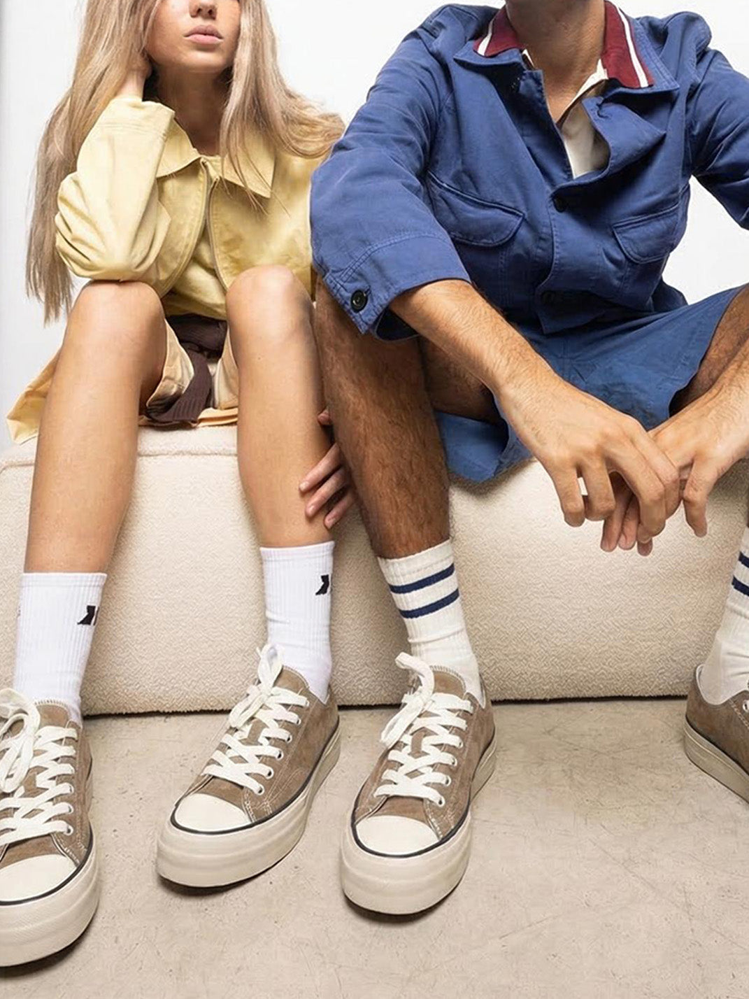Cork-Midsole Platform Canvas Sneakers