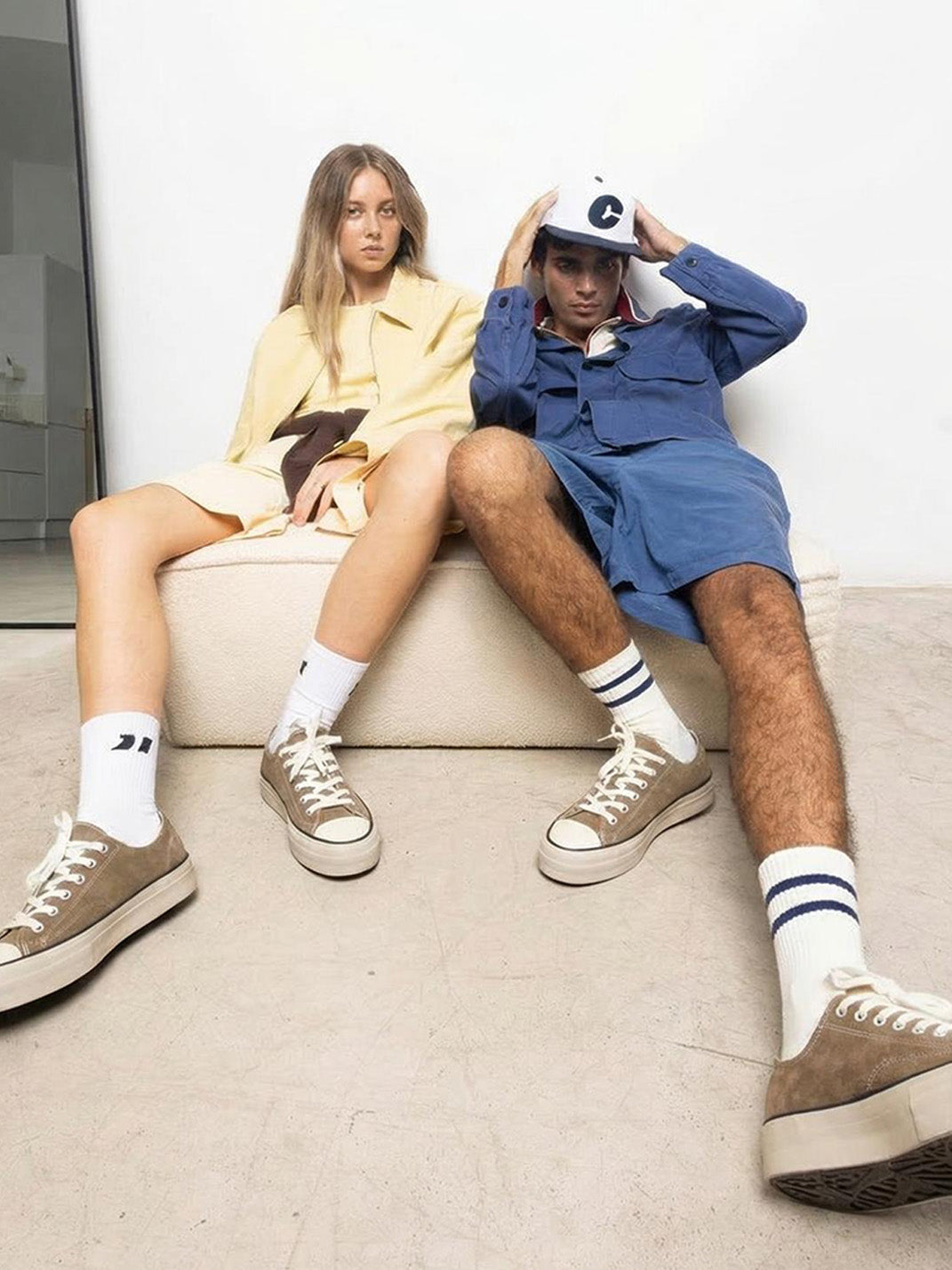Cork-Midsole Platform Canvas Sneakers