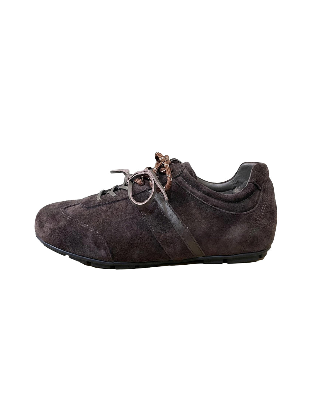 Gloss-Finish Suede Low-Profile Trainers