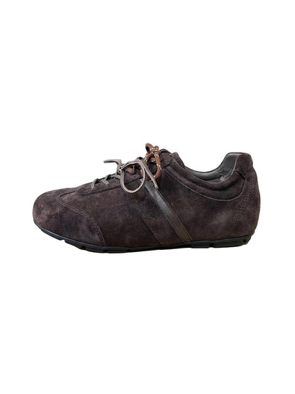 Gloss-Finish Suede Low-Profile Trainers