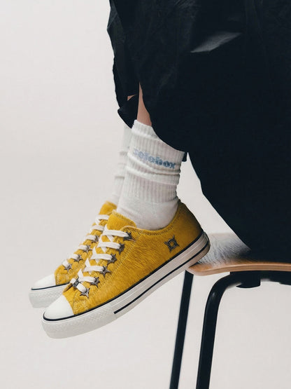 Contrast Cowhide Low-Profile Sneakers