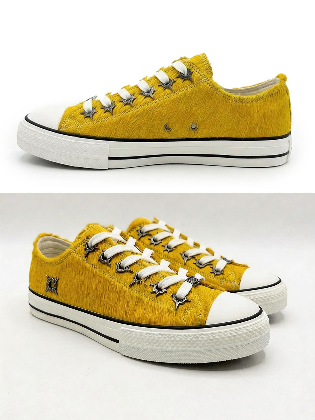 Contrast Cowhide Low-Profile Sneakers