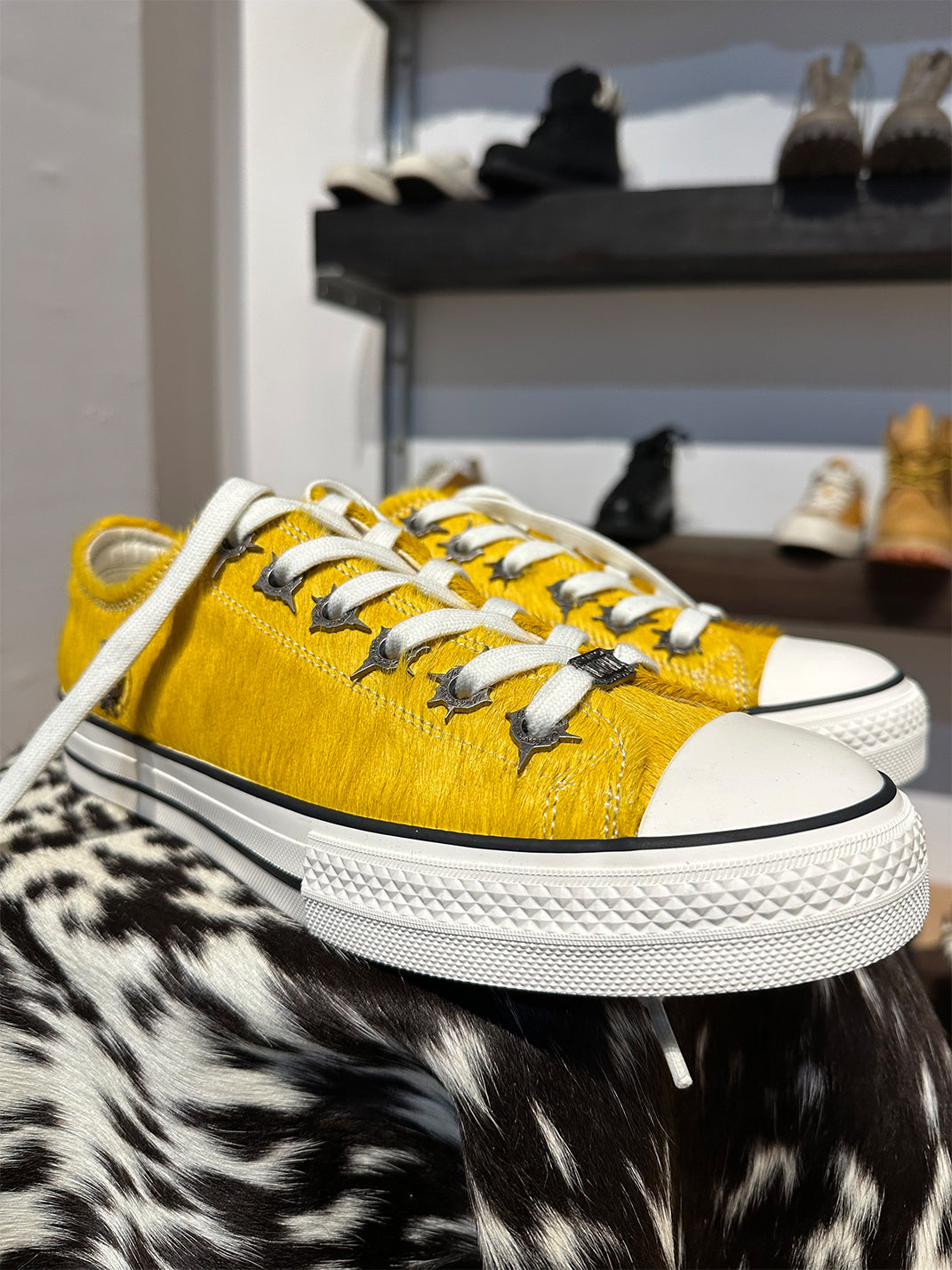 Contrast Cowhide Low-Profile Sneakers