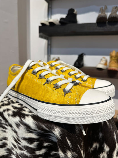 Contrast Cowhide Low-Profile Sneakers