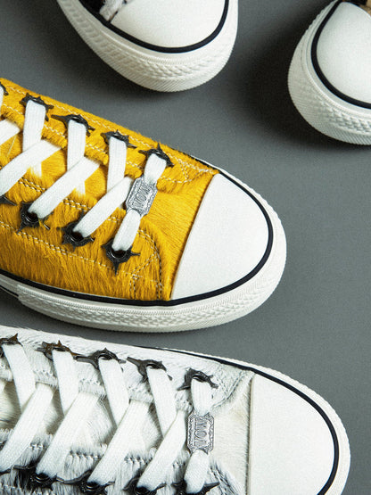 Contrast Cowhide Low-Profile Sneakers