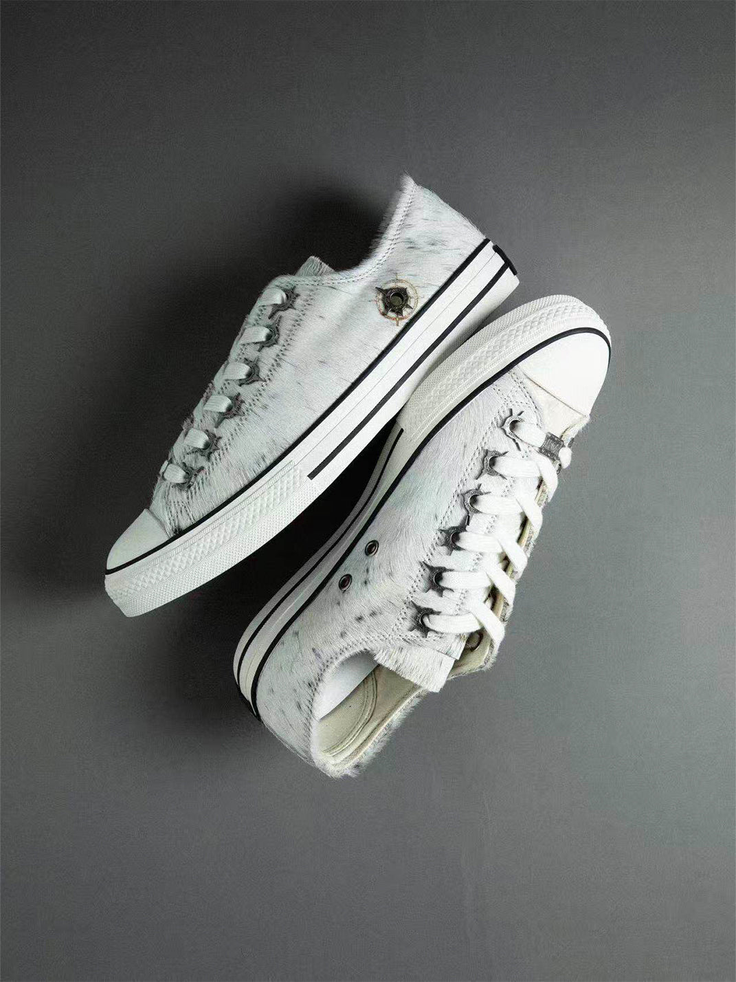 Contrast Cowhide Low-Profile Sneakers