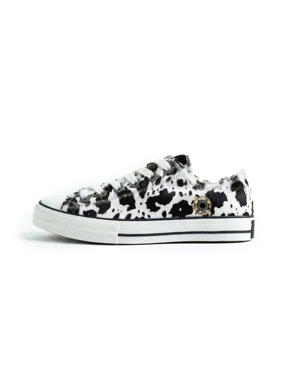 Contrast Cowhide Low-Profile Sneakers