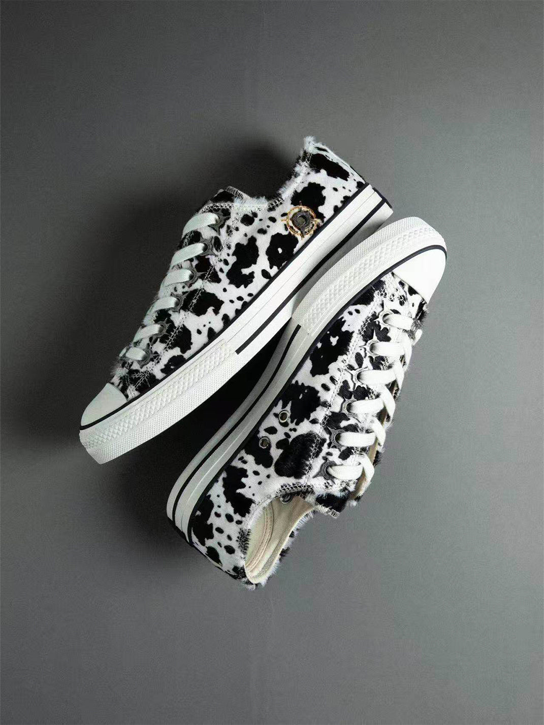 Contrast Cowhide Low-Profile Sneakers