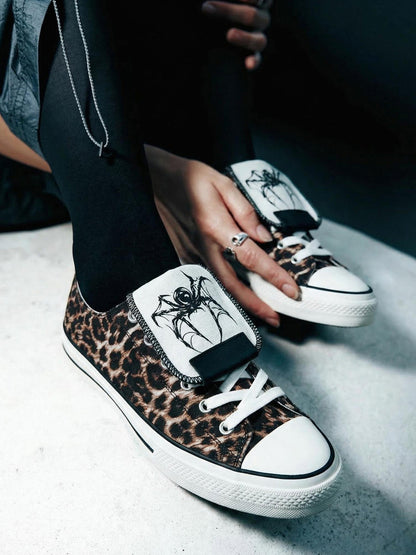 Spider-Tongue Animal-Print High-Low Sneakers