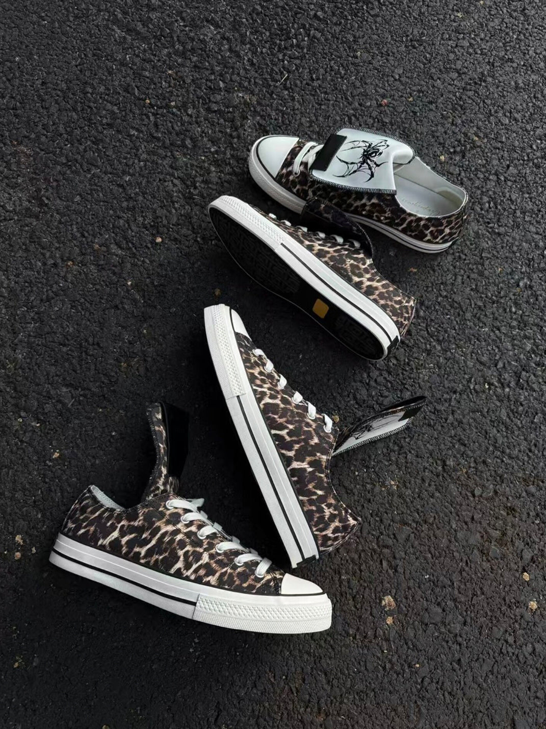 Spider-Tongue Animal-Print High-Low Sneakers
