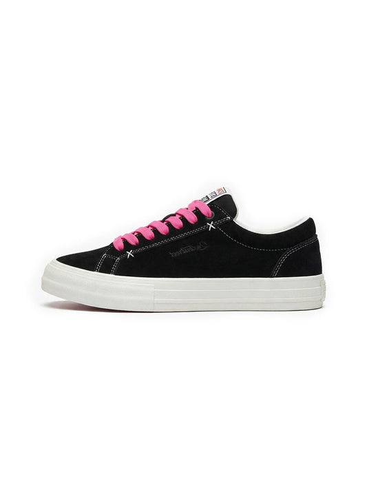 Neon-Lace Suede Platform Canvas Sneakers