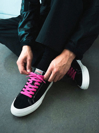 Neon-Lace Suede Platform Canvas Sneakers