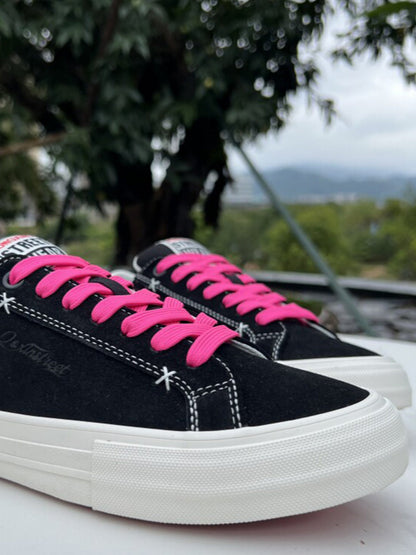 Neon-Lace Suede Platform Canvas Sneakers
