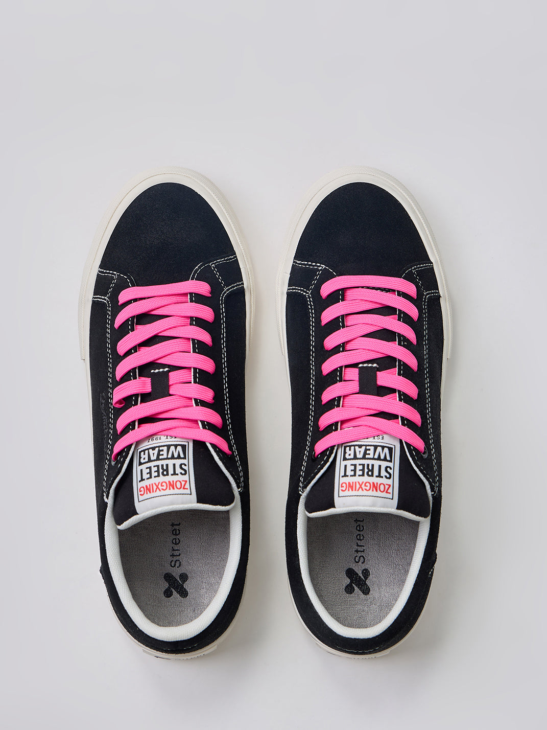 Neon-Lace Suede Platform Canvas Sneakers
